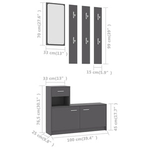 Σετ Επίπλων Χολ Γκρι 100 x 25 x 76,5 εκ. από Μοριοσανίδα