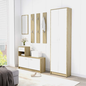 Σετ Επίπλων Χολ Λευκό/Sonoma Δρυς 100x25x76,5 εκ. Επεξ. Ξύλο
