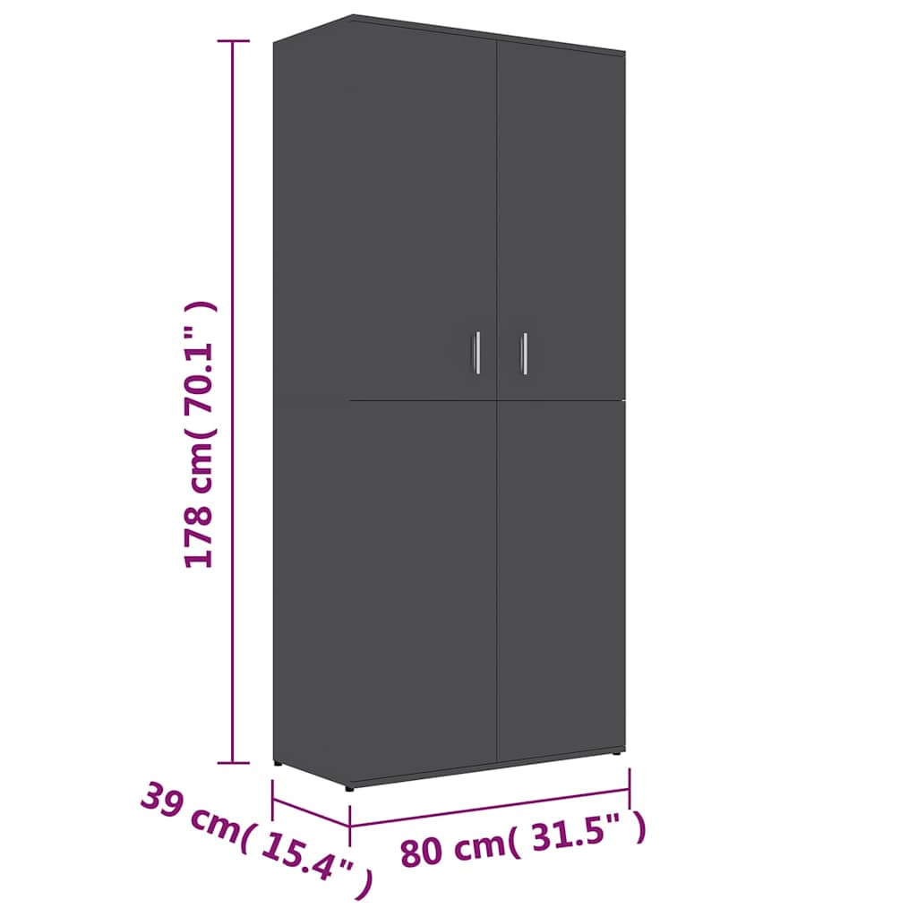 Παπουτσοθήκη Γκρι 80 x 39 x 178 εκ. από Επεξ. Ξύλο
