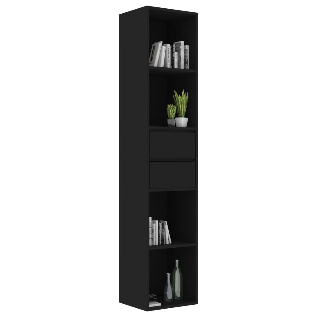 Βιβλιοθήκη Μαύρη 36 x 30 x 171 εκ. από Επεξ. Ξύλο - Pakobazaar