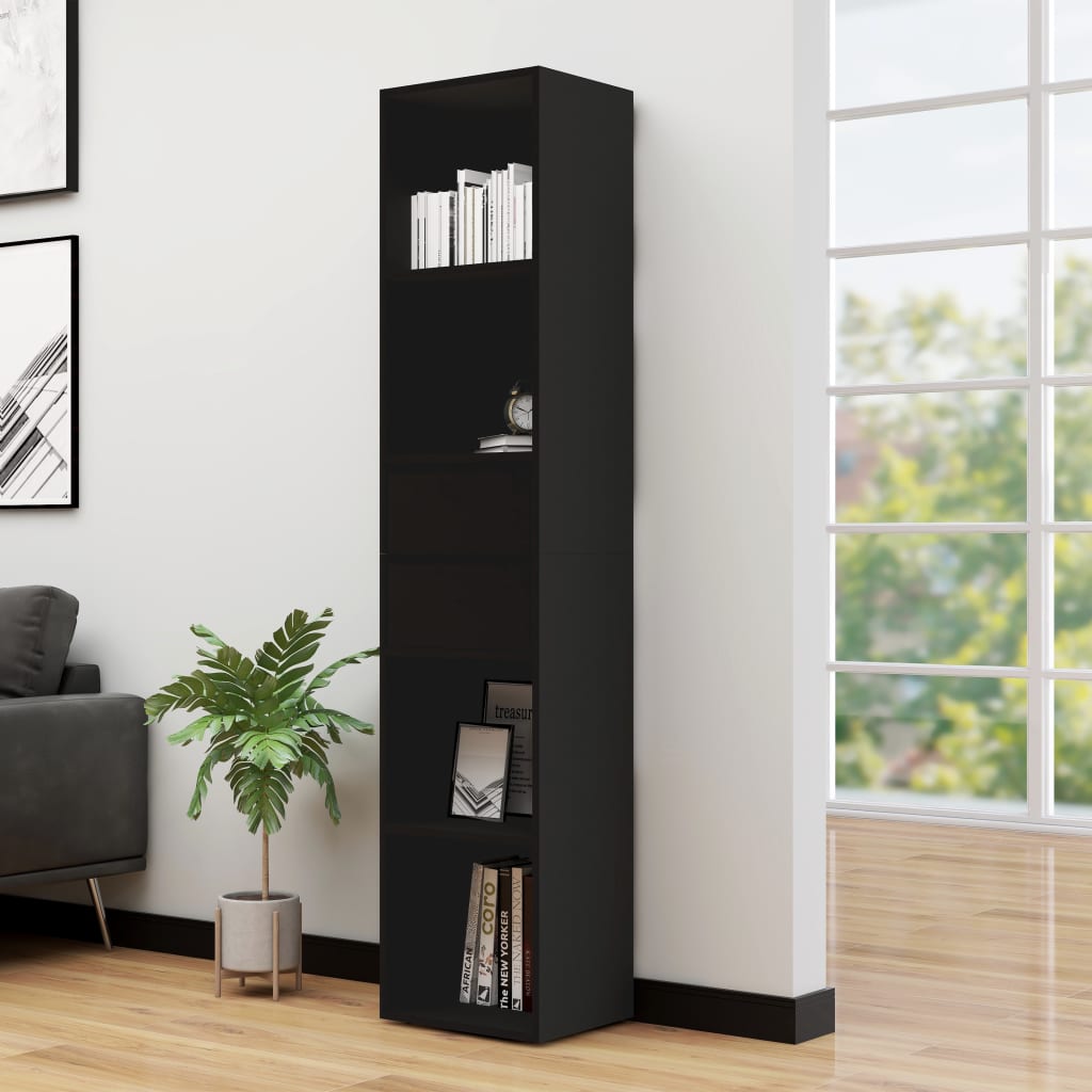 Βιβλιοθήκη Μαύρη 36 x 30 x 171 εκ. από Επεξ. Ξύλο - Pakobazaar