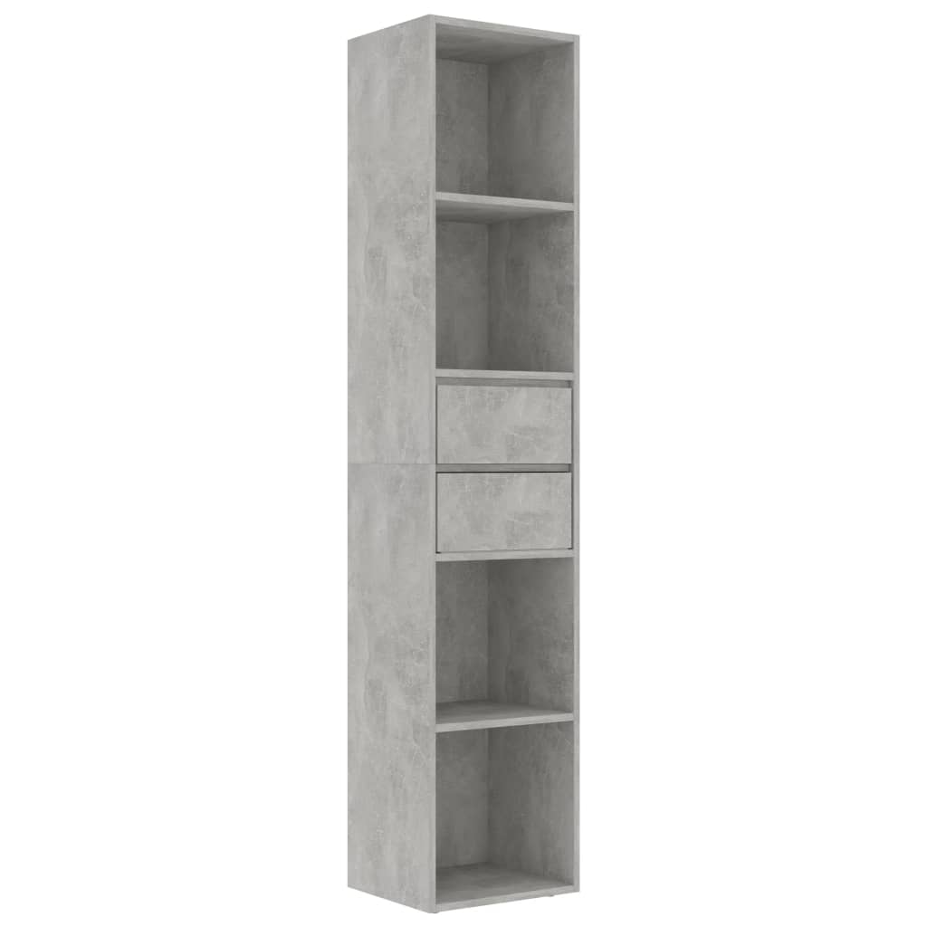 Βιβλιοθήκη Γκρι του Σκυροδέματος 36x30x171 εκ. από Επεξ. Ξύλο