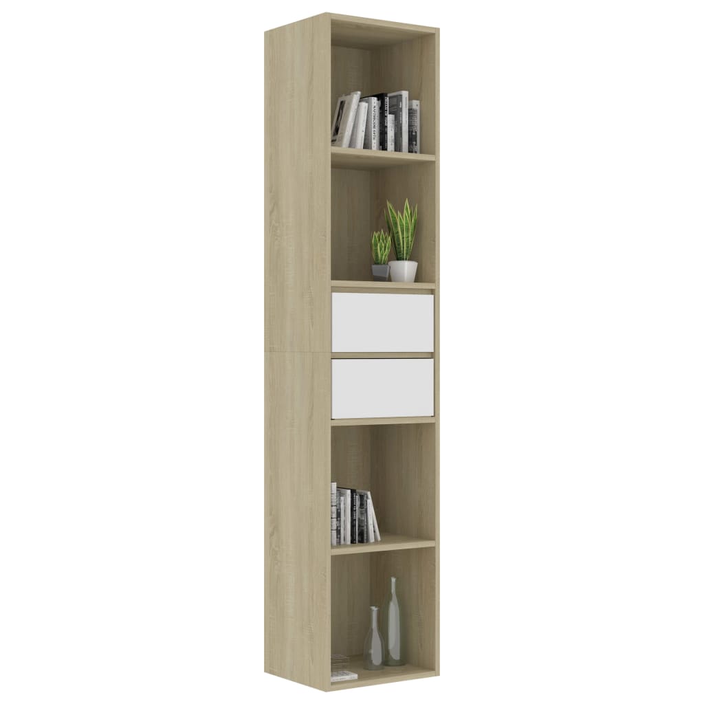Βιβλιοθήκη Λευκό / Sonoma Δρυς 36x30x171 εκ. από Επεξ. Ξύλο