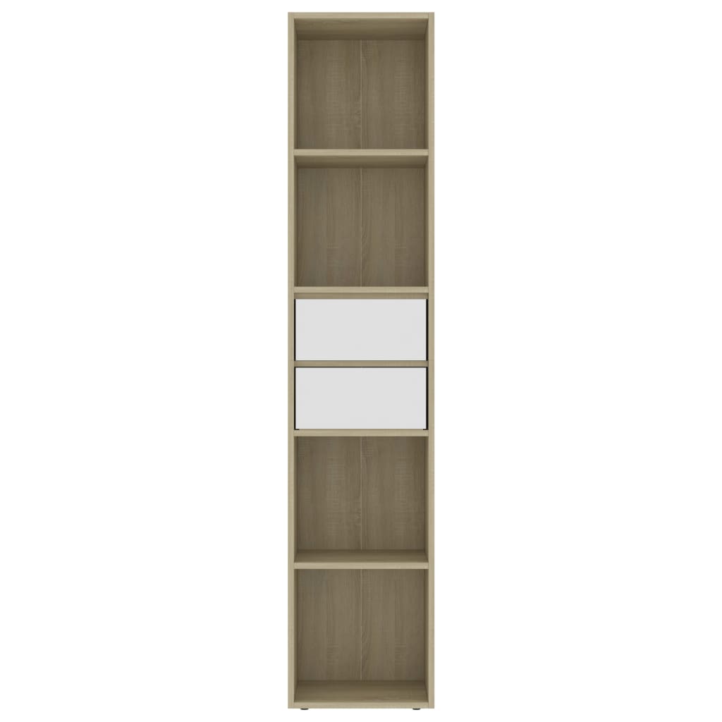 Βιβλιοθήκη Λευκό / Sonoma Δρυς 36x30x171 εκ. από Επεξ. Ξύλο