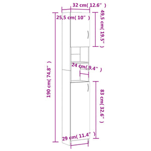 Στήλη Μπάνιου Λευκή 32 x 25,5 x 190 εκ. από Επεξ. Ξύλο