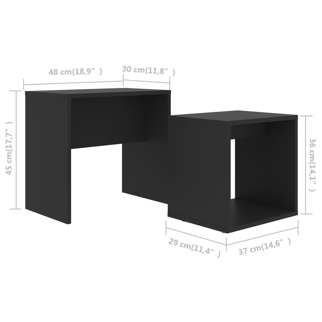 Σετ Τραπεζάκια Σαλονιού Μαύρα 48 x 30 x 45 εκ. από Επεξ. Ξύλο