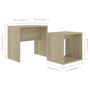 Σετ Τραπεζάκια Σαλονιού Sonoma Δρυς 48x30x45 εκ. Επεξ. Ξύλο - Pakobazaar