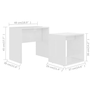 Σετ Τραπεζάκια Σαλονιού Γυαλιστ. Λευκό 48x30x45 εκ. Επεξ. Ξύλο