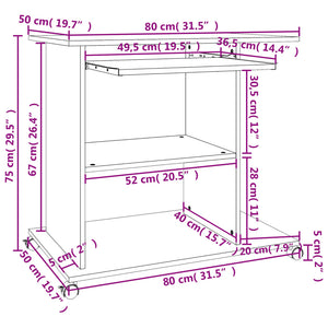 Γραφείο Υπολογιστή Λευκό 80 x 50 x 75 εκ. από Επεξ. Ξύλο