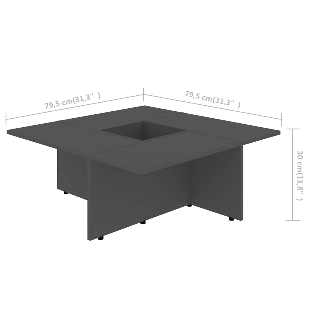 Τραπεζάκι Σαλονιού Γκρι 79,5 x 79,5 x 30 εκ. από Μοριοσανίδα