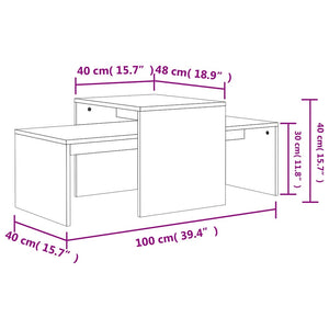 Σετ Τραπεζάκια Σαλονιού Sonoma Δρυς 100x48x40 εκ. Επεξ. Ξύλο - Pakobazaar
