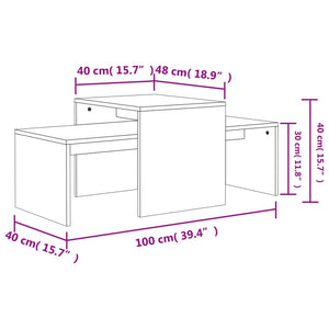 Σετ Τραπεζάκια Σαλονιού Γκρι Σκυροδ. 100x48x40 εκ. Επεξ. Ξύλο - Pakobazaar