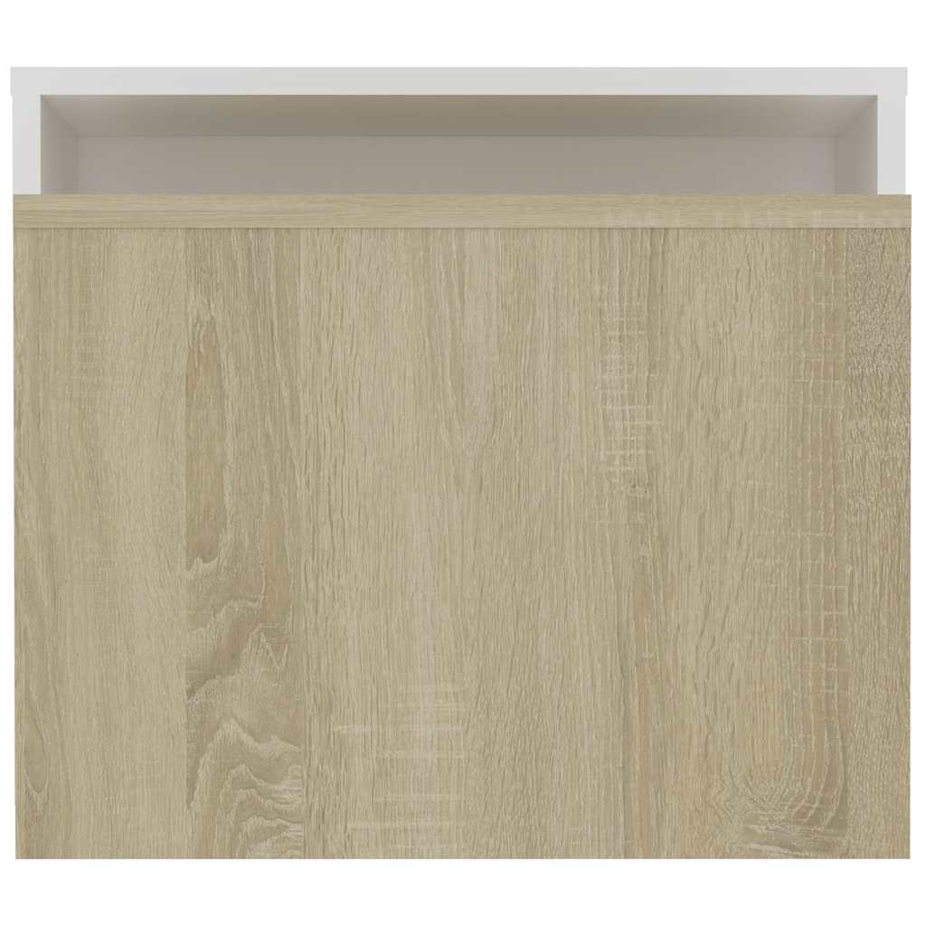 Σετ Τραπεζάκια Σαλονιού Λευκό/Sonoma 100x48x40 εκ. Μοριοσανίδα