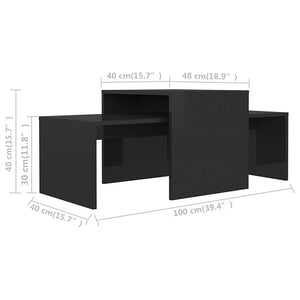Σετ Τραπεζάκια Σαλονιού Γυαλ. Μαύρο 100x48x40 εκ. Μοριοσανίδα