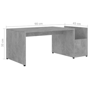 Τραπεζάκι Σαλονιού Γκρι Σκυροδέματος 90x45x35 εκ. Επεξ. Ξύλο - Pakobazaar