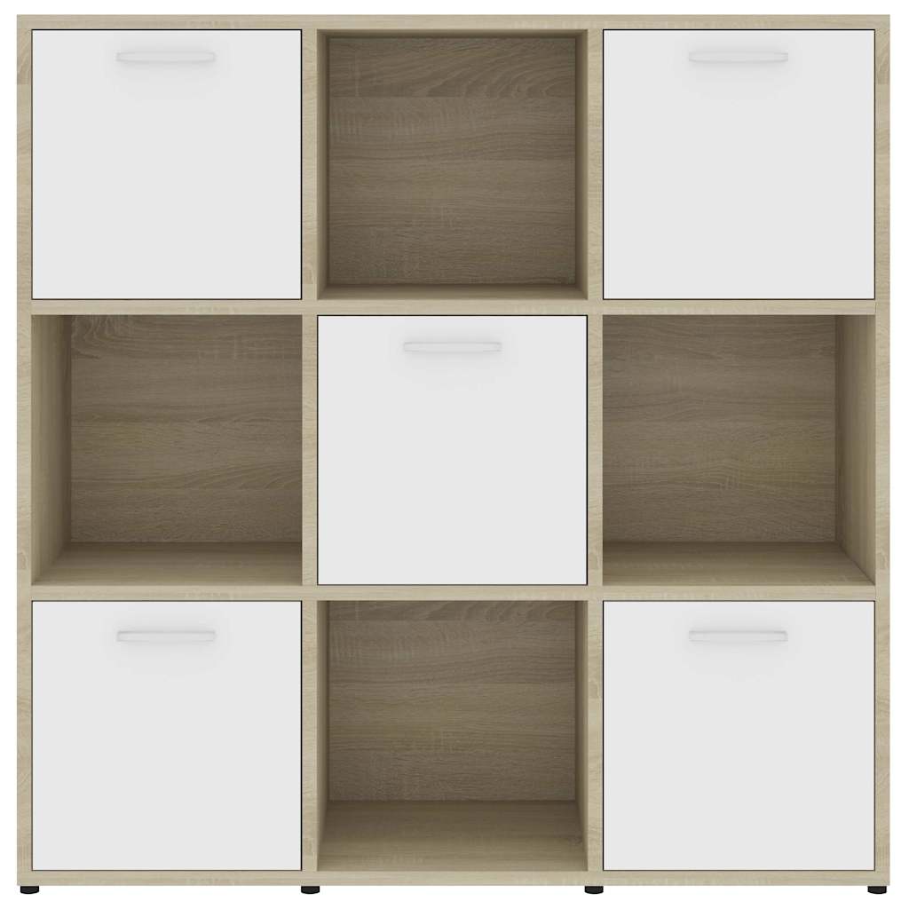 Βιβλιοθήκη Λευκό/Sonoma Δρυς 90 x 30 x 90 εκ. από Επεξ. Ξύλο