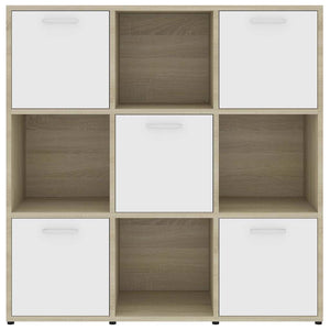 Βιβλιοθήκη Λευκό/Sonoma Δρυς 90 x 30 x 90 εκ. από Επεξ. Ξύλο