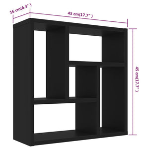Ραφιέρα Τοίχου Μαύρη 45,1 x 16 x 45,1 εκ. από Επεξ. Ξύλο - Pakobazaar