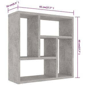 Ραφιέρα Τοίχου Γκρι Σκυροδέματος 45,1x16x45,1εκ. από Επεξ. Ξύλο - Pakobazaar