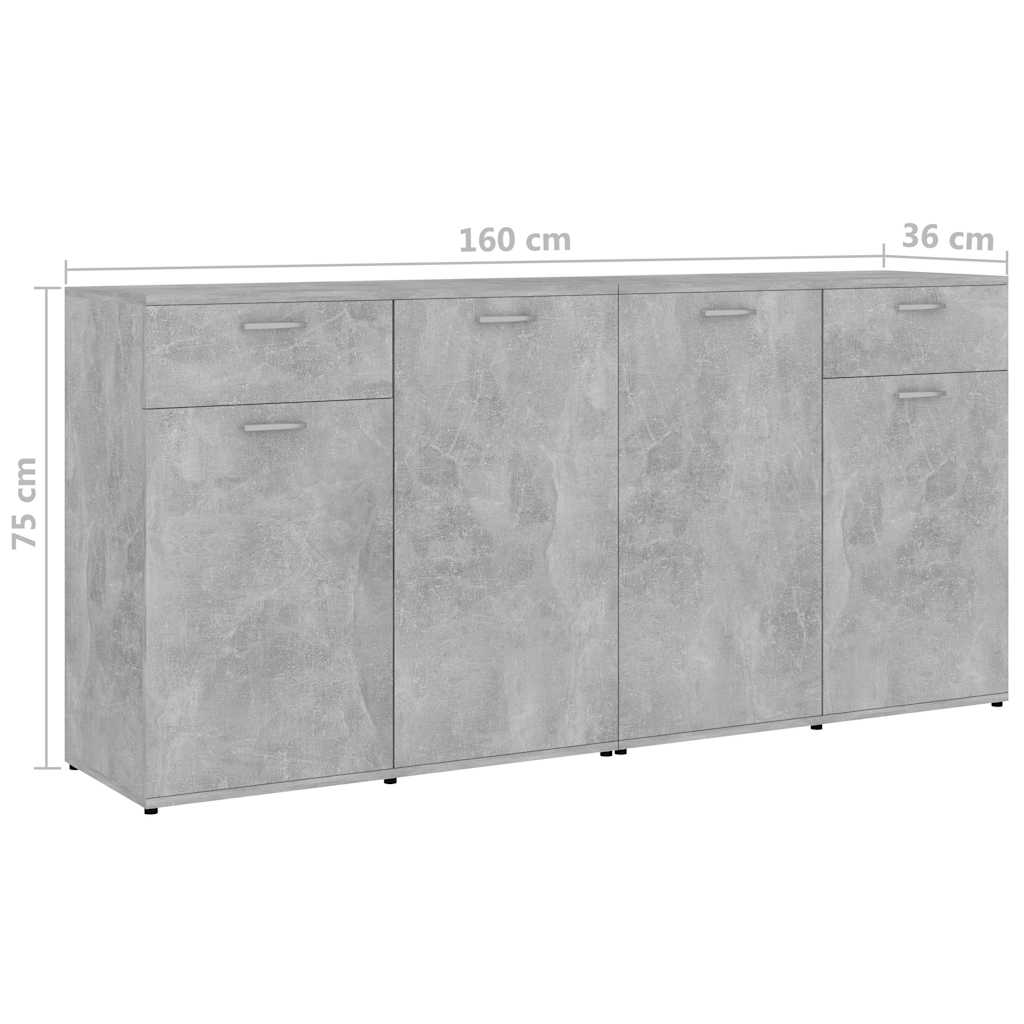 Μπουφές Γκρι του Σκυροδέματος 160 x 36 x 75 εκ. από Μοριοσανίδα