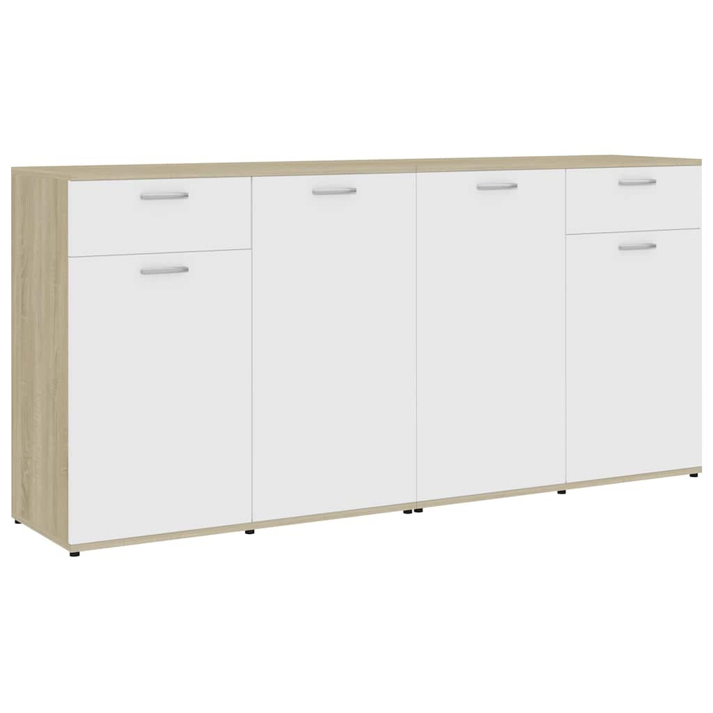 Μπουφές Λευκό / Sonoma Δρυς 160 x 36 x 75 εκ. από Μοριοσανίδα - Pakobazaar