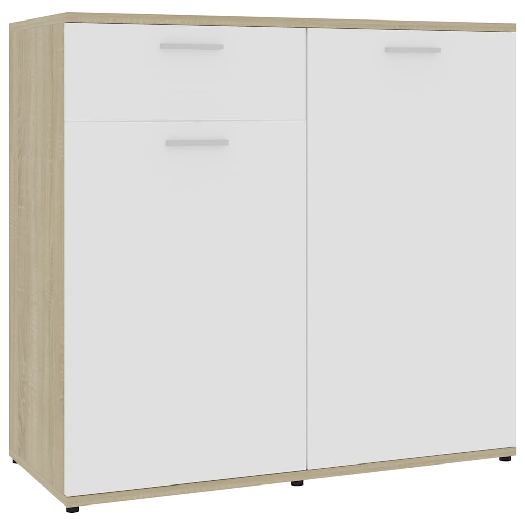 Μπουφές Λευκό / Sonoma Δρυς 160 x 36 x 75 εκ. από Μοριοσανίδα - Pakobazaar