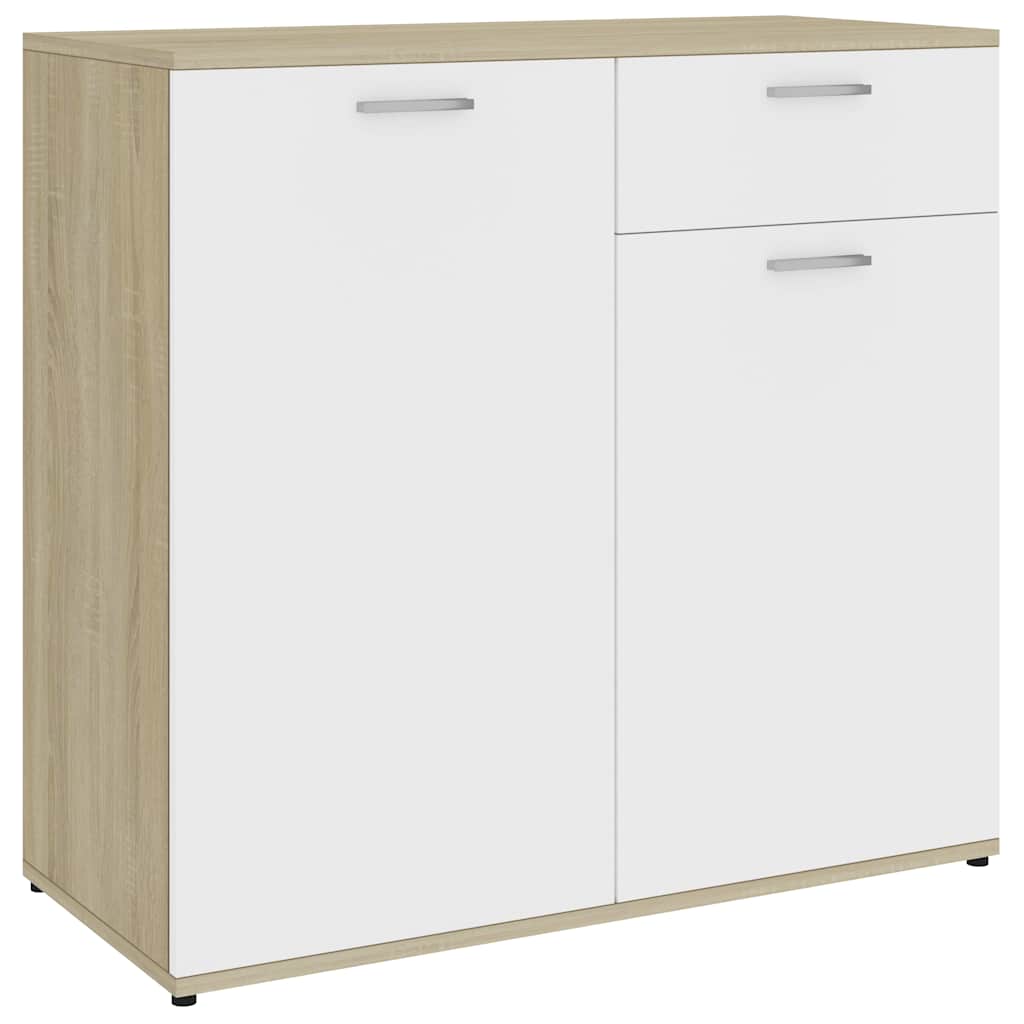 Μπουφές Λευκό / Sonoma Δρυς 160 x 36 x 75 εκ. από Μοριοσανίδα - Pakobazaar