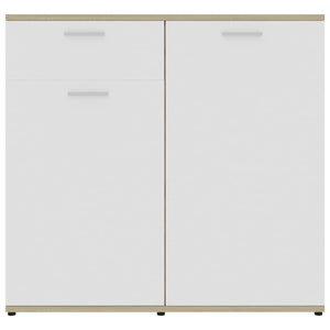 Μπουφές Λευκό / Sonoma Δρυς 160 x 36 x 75 εκ. από Μοριοσανίδα - Pakobazaar