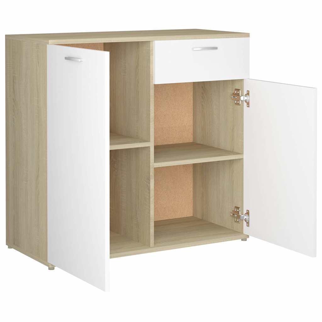 Μπουφές Λευκό / Sonoma Δρυς 160 x 36 x 75 εκ. από Μοριοσανίδα - Pakobazaar