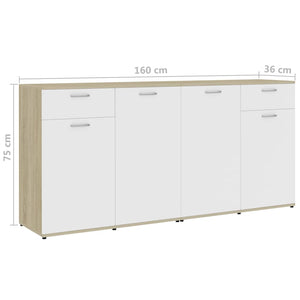 Μπουφές Λευκό / Sonoma Δρυς 160 x 36 x 75 εκ. από Μοριοσανίδα - Pakobazaar
