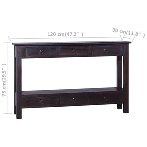 Τραπέζι Κονσόλα Ανοιχτό Καφέ-Μαύρο 120x30x75 εκ. Μασίφ Μαόνι - Pakobazaar
