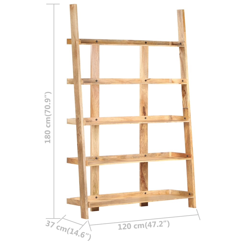 Βιβλιοθήκη με 5 Επίπεδα 120x37x180 εκ. από Μασίφ Ξύλο Μάνγκο