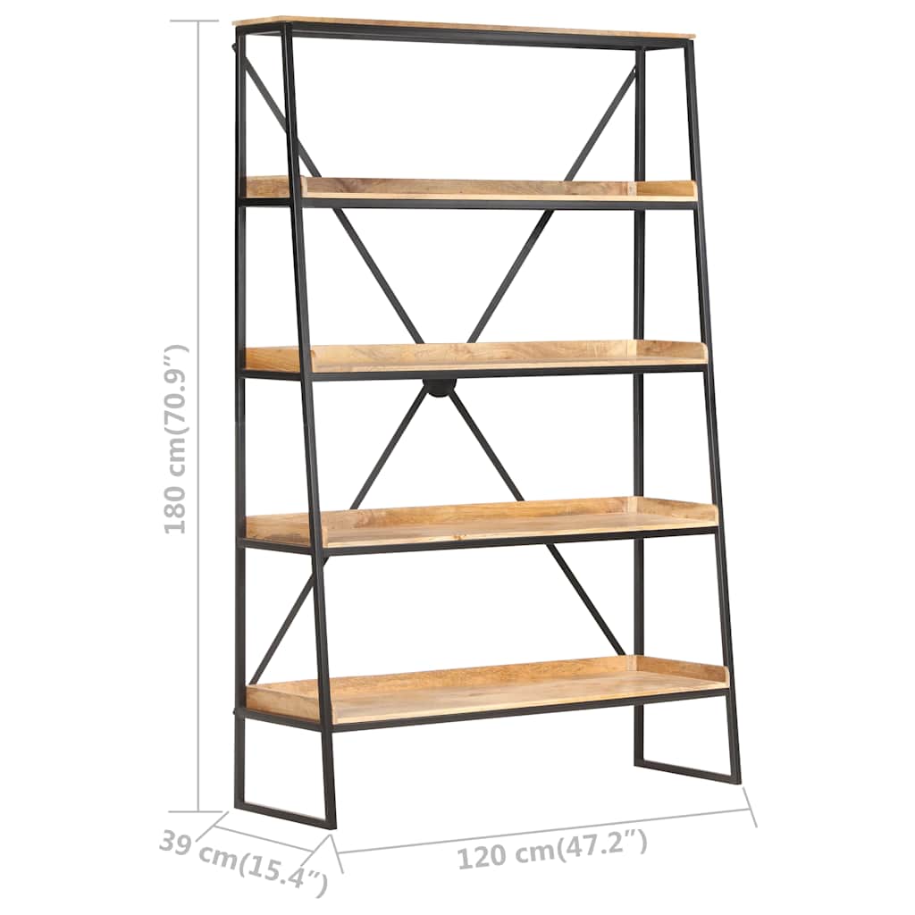 Βιβλιοθήκη με 5 Επίπεδα 120x39x180 εκ. από Μασίφ Ξύλο Μάνγκο