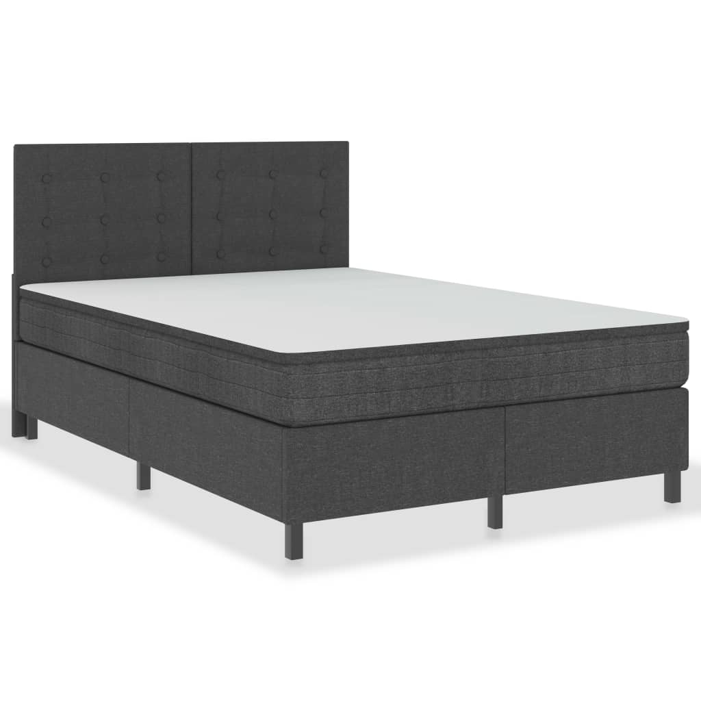 Κρεβάτι Boxspring Σκούρο Γκρι 140 x 200 εκ. Υφασμάτινο - PAKOBAZAAR