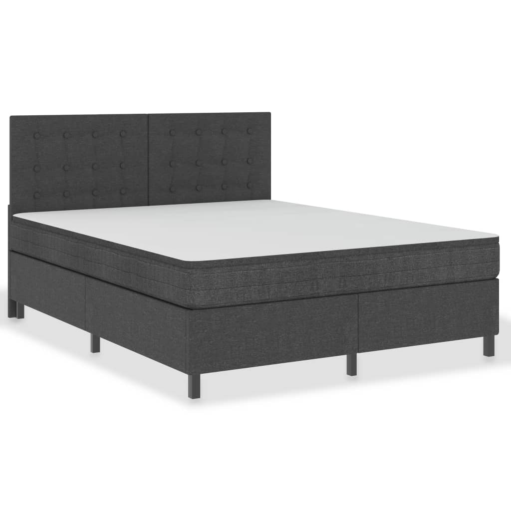 Κρεβάτι Boxspring Σκούρο Γκρι 160 x 200 εκ. Υφασμάτινο - Pakobazaar