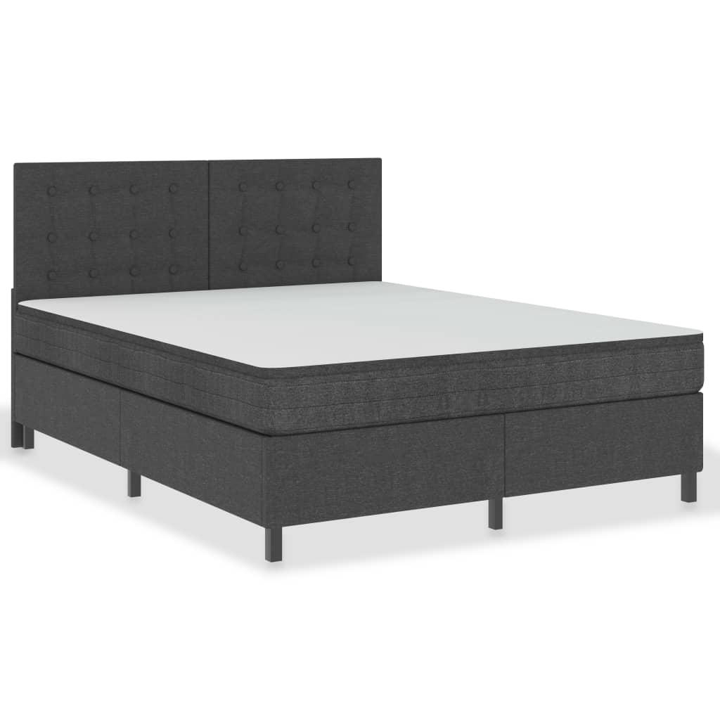 Κρεβάτι Boxspring Σκούρο Γκρι 180 x 200 εκ. Υφασμάτινο - Pakobazaar