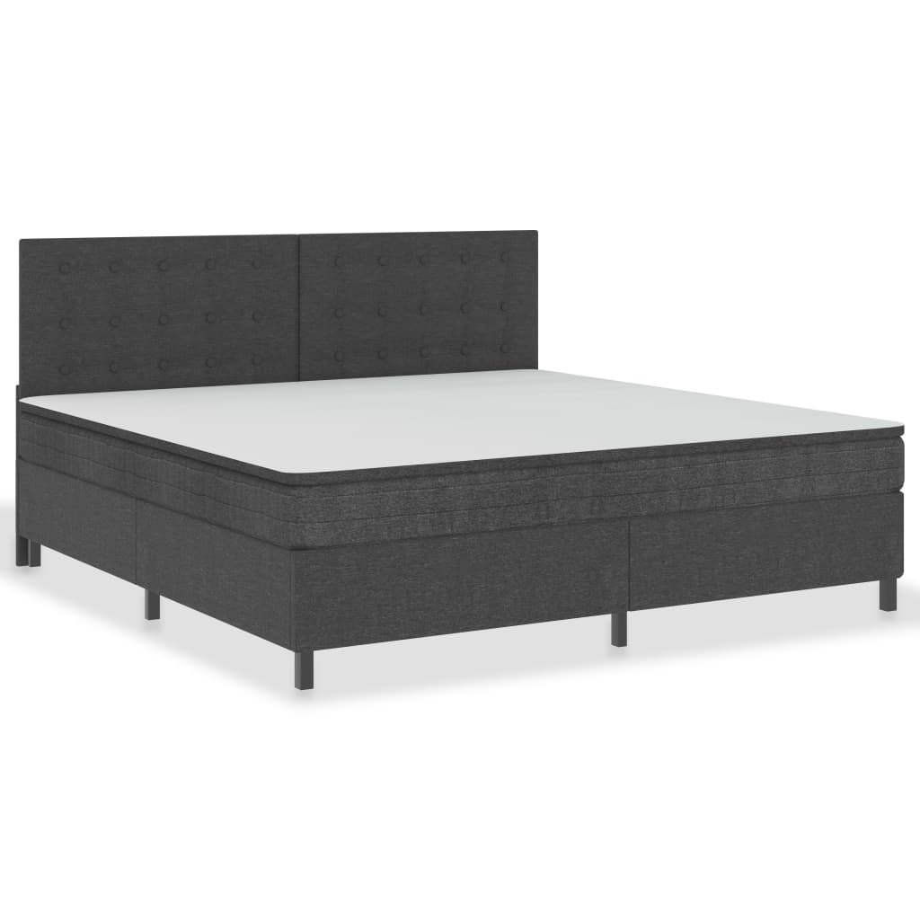 Κρεβάτι Boxspring Σκούρο Γκρι 200 x 200 εκ. Υφασμάτινο - Pakobazaar