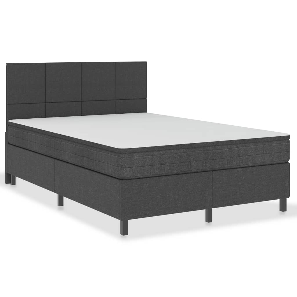 Κρεβάτι Boxspring Σκούρο Γκρι 140 x 200 εκ. Υφασμάτινο - PAKOBAZAAR