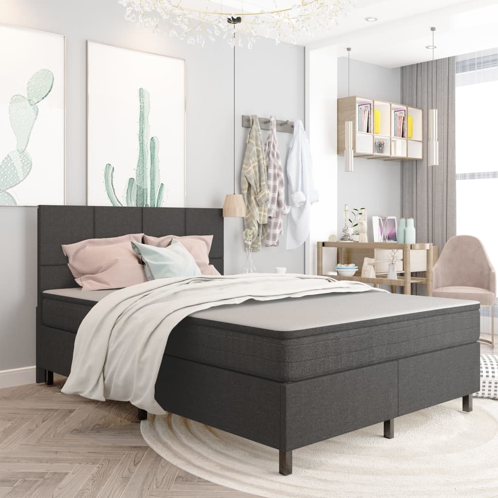 Κρεβάτι Boxspring Σκούρο Γκρι 180 x 200 εκ. Υφασμάτινο - Pakobazaar