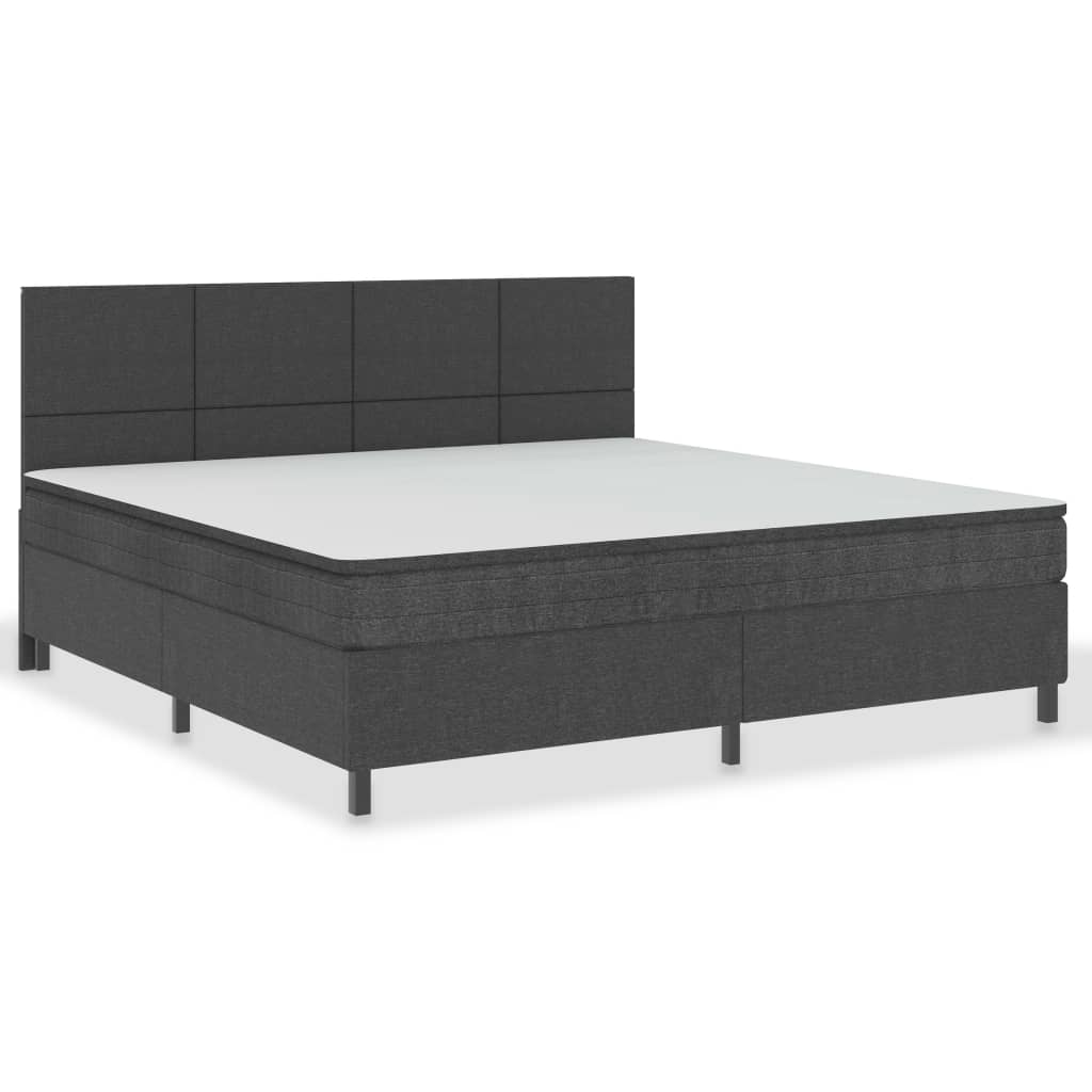 Κρεβάτι Boxspring Σκούρο Γκρι 200 x 200 εκ. Υφασμάτινο - Pakobazaar