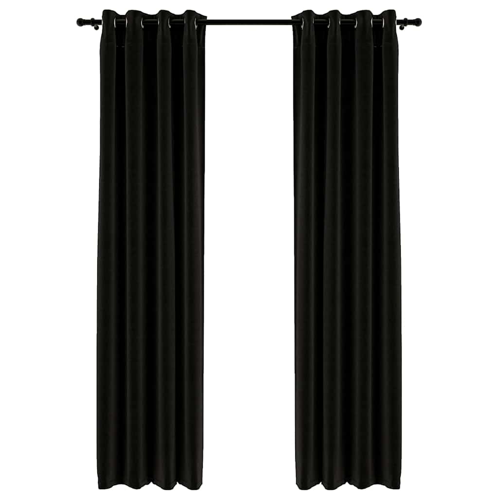 Κουρτίνες Συσκότισης με Όψη Λινού 2 τεμ. Ανθρακί 140x245 εκ.