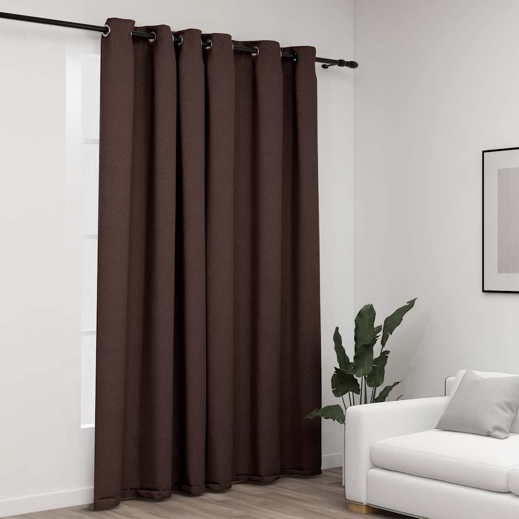 Κουρτίνα Συσκότισης με Όψη Λινού & Τρουκς Taupe 290 x 245 εκ.