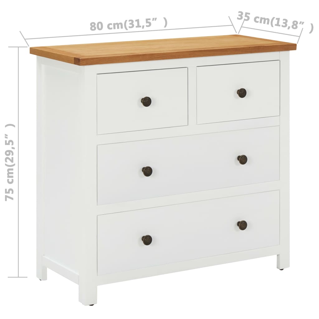 Συρταριέρα 80 x 35 x 75 εκ. από Μασίφ Ξύλο Δρυός - PAKOBAZAAR