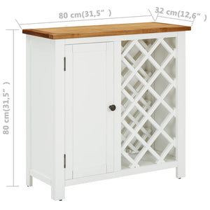 Κάβα Κρασιών 80 x 32 x 80 εκ. από Μασίφ Ξύλο Δρυός - PAKOBAZAAR