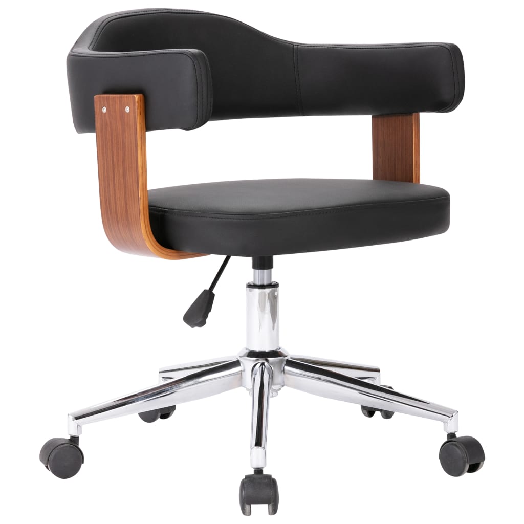 Καρέκλα Γραφείου Περιστρεφόμενη Μαύρη Λυγισ. Ξύλο/Συνθετ. Δέρμα - PAKOBAZAAR