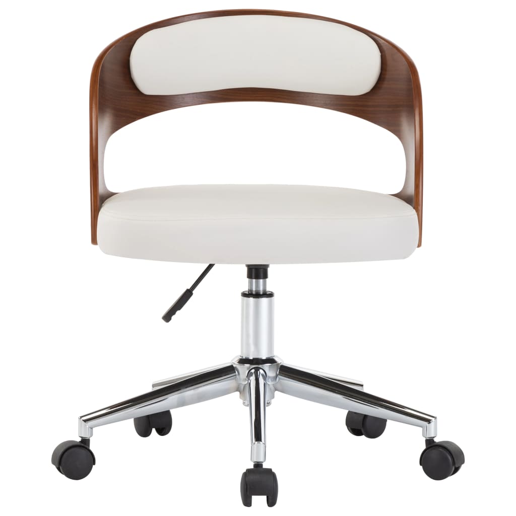 Καρέκλα Γραφείου Περιστρεφόμενη Λευκή Λυγισ. Ξύλο/Συνθετ. Δέρμα