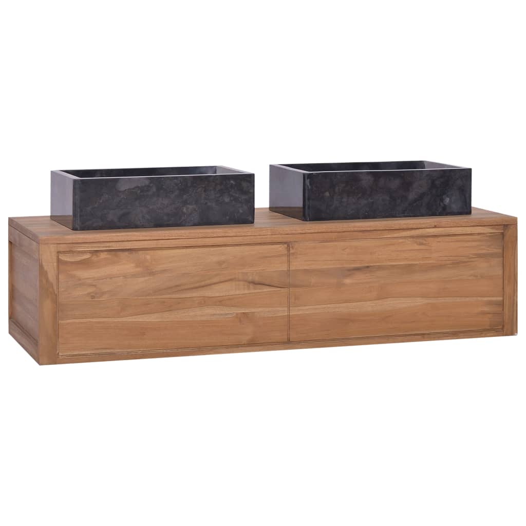 Έπιπλο Μπάνιου/Νιπτήρα Επιτοίχιο 120x45x30 εκ. Μασίφ Ξύλο Teak