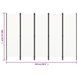 Διαχωριστικό Δωματίου με 5 Πάνελ Λευκό 250 x 180 εκ. - Pakobazaar