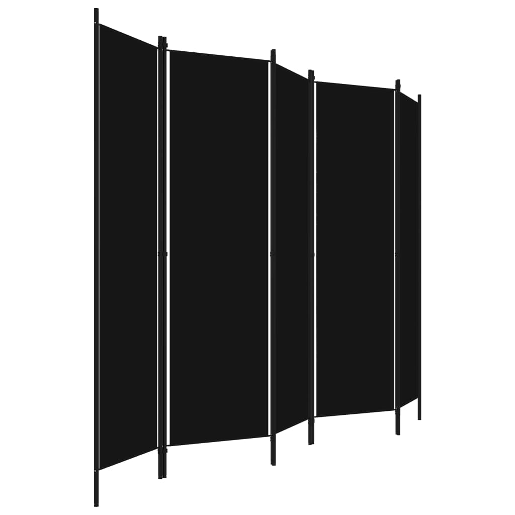 Διαχωριστικό Δωματίου με 5 Πάνελ Μαύρο 250 x 180 εκ.