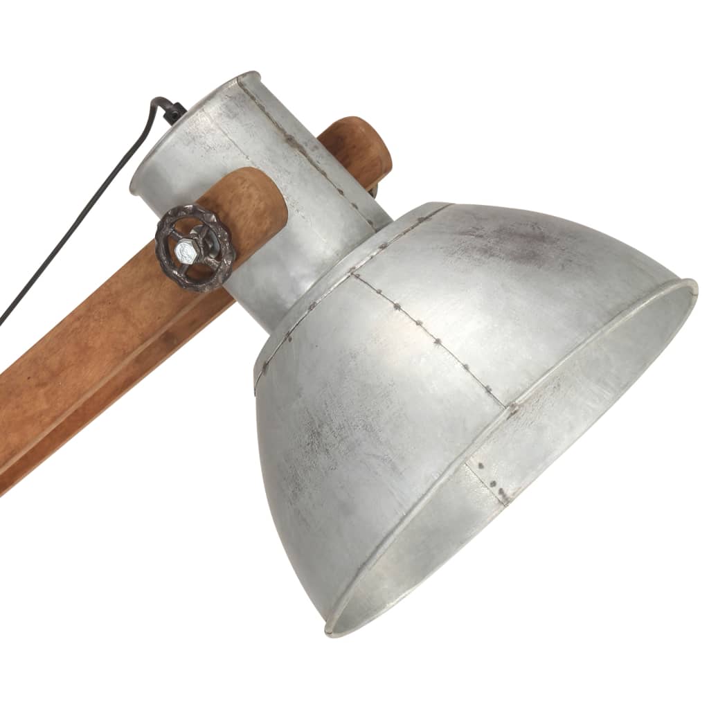 Φωτιστικό Δαπέδου Ασημί από Μασίφ Ξύλο Μάνγκο E27 - Pakobazaar